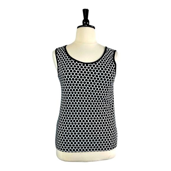 Lands’ End Women’s Plus Tank Top Scoop Neck Black Polka Dot Size Large 14/16 - Picture 1 of 8